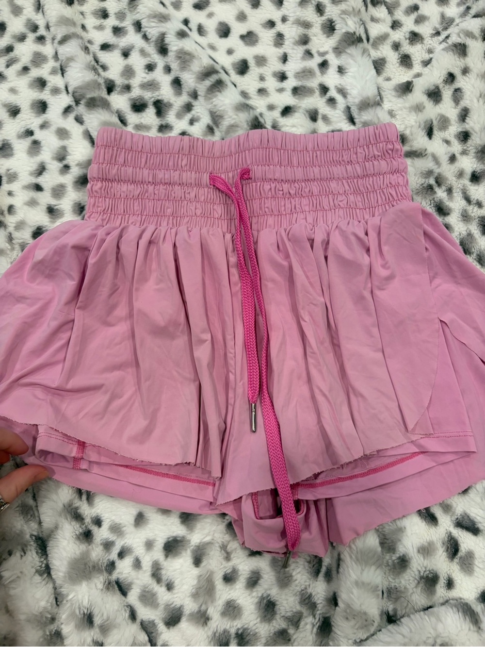 Women’s Pink Smocked-Waist Athletic Shorts with Drawstring